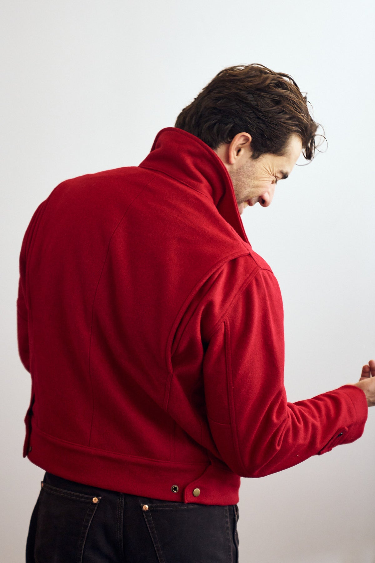 Woll-Crew-Jacke – Rot