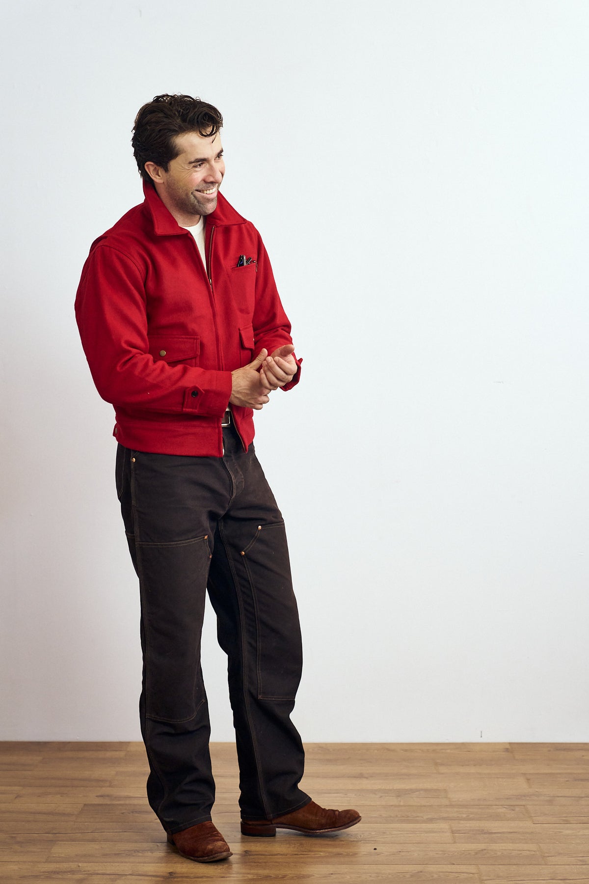 Woll-Crew-Jacke – Rot