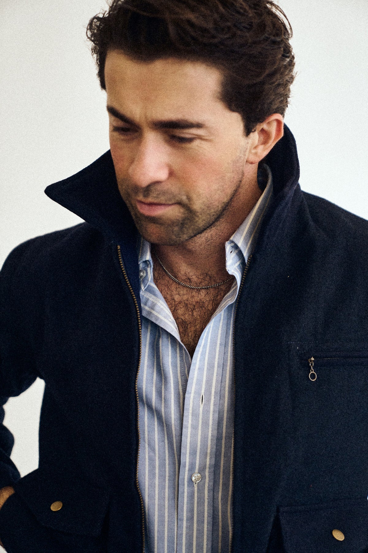 Wool Crew Jacket - Navy - Patina