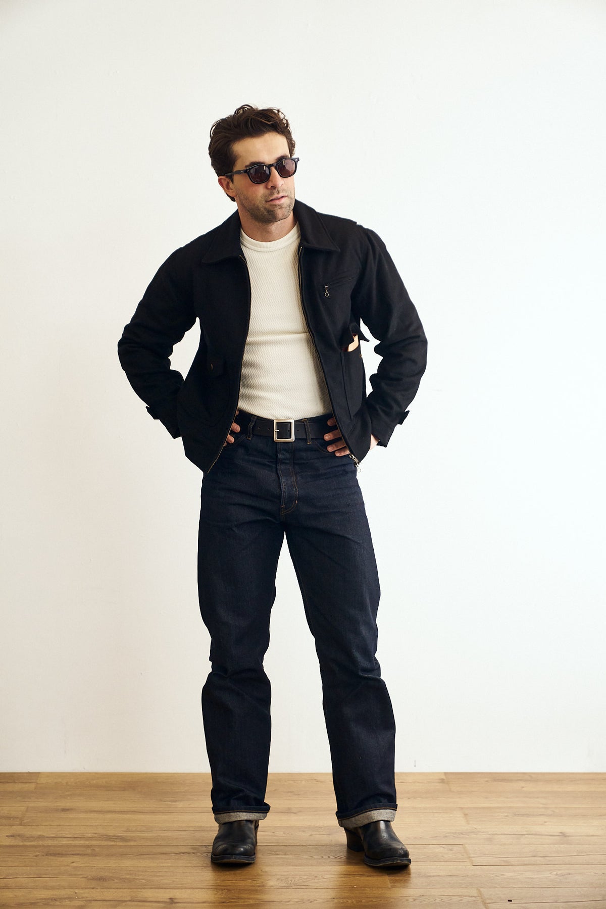 Wool Crew Jacket - Black - Patina