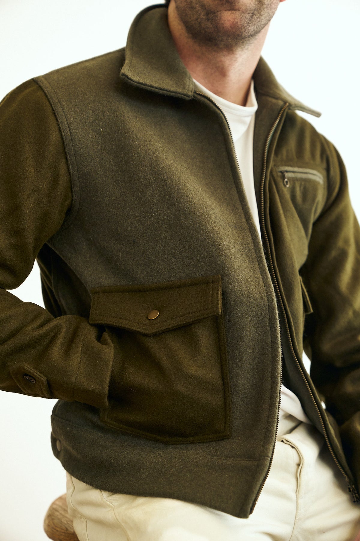 Wool Crew Jacket - Green