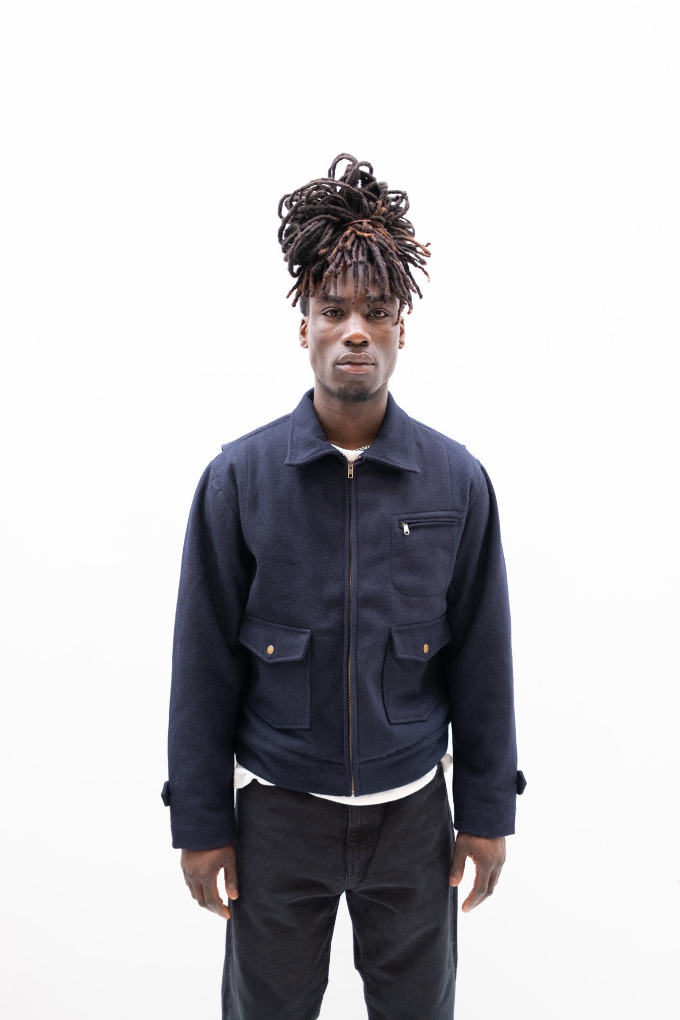 Wool Crew Jacket - Navy - Patina