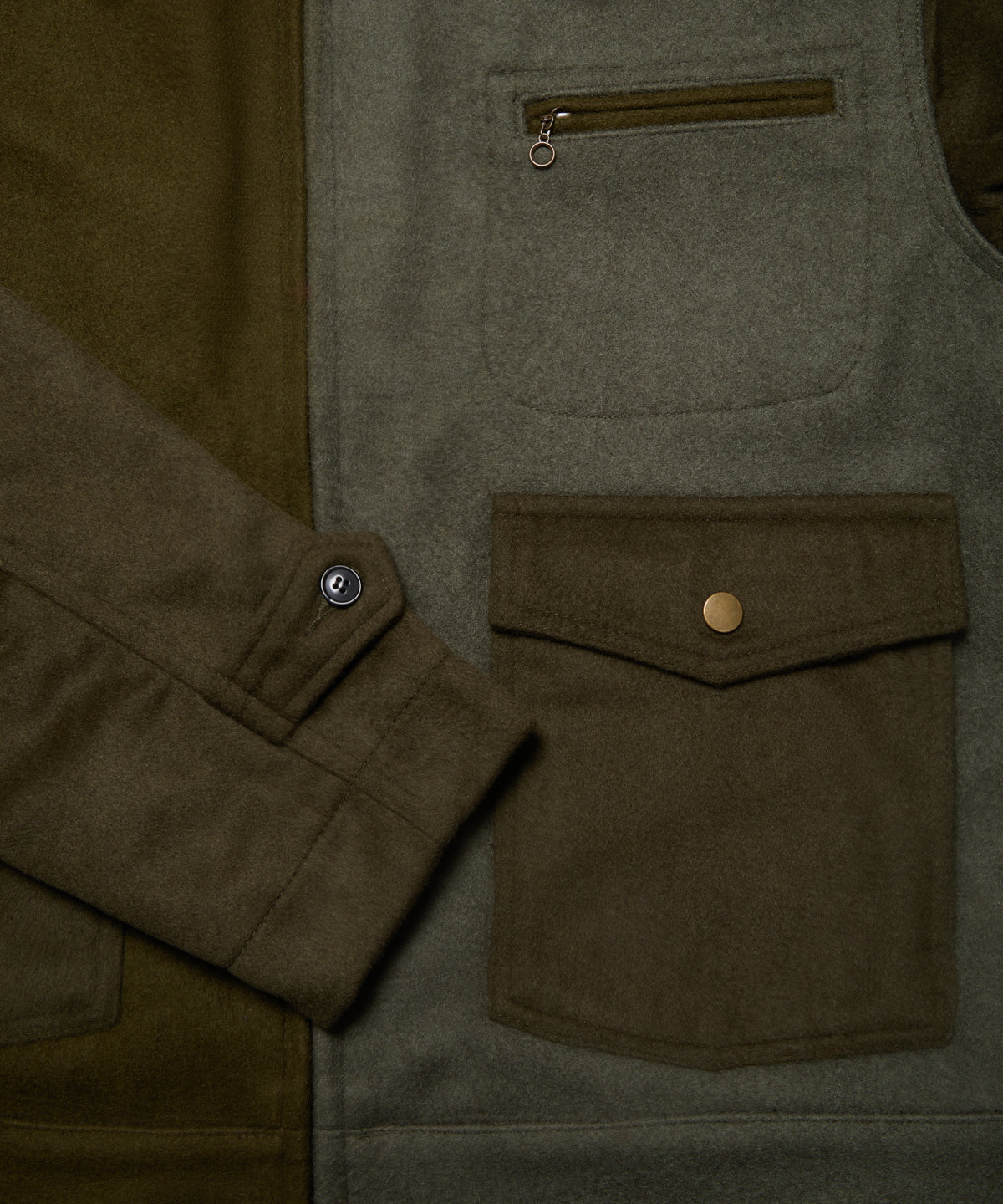 Wool Crew Jacket - Green - Patina