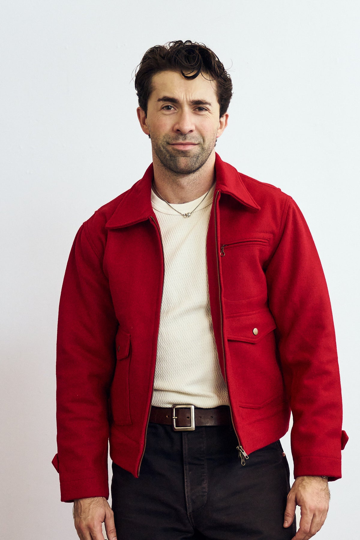 Woll-Crew-Jacke – Rot