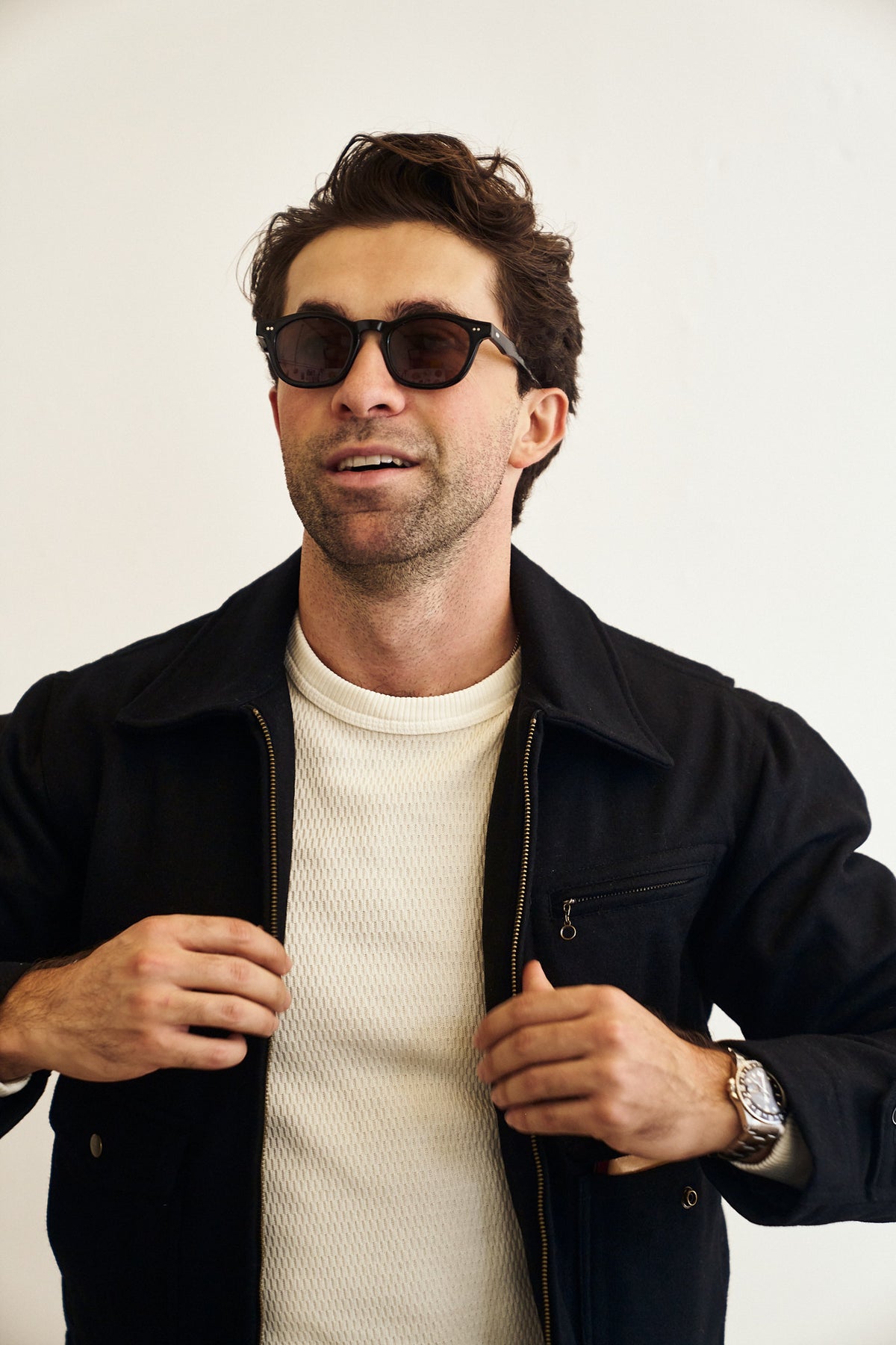 Wool Crew Jacket - Black - Patina