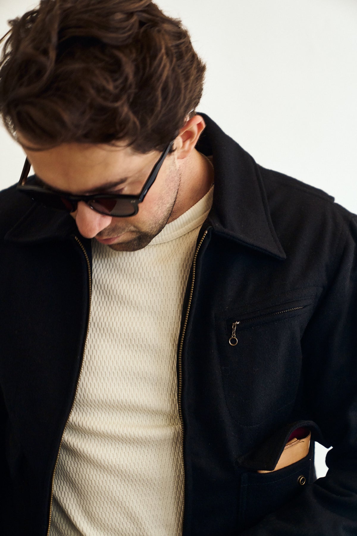 Wool Crew Jacket - Black - Patina