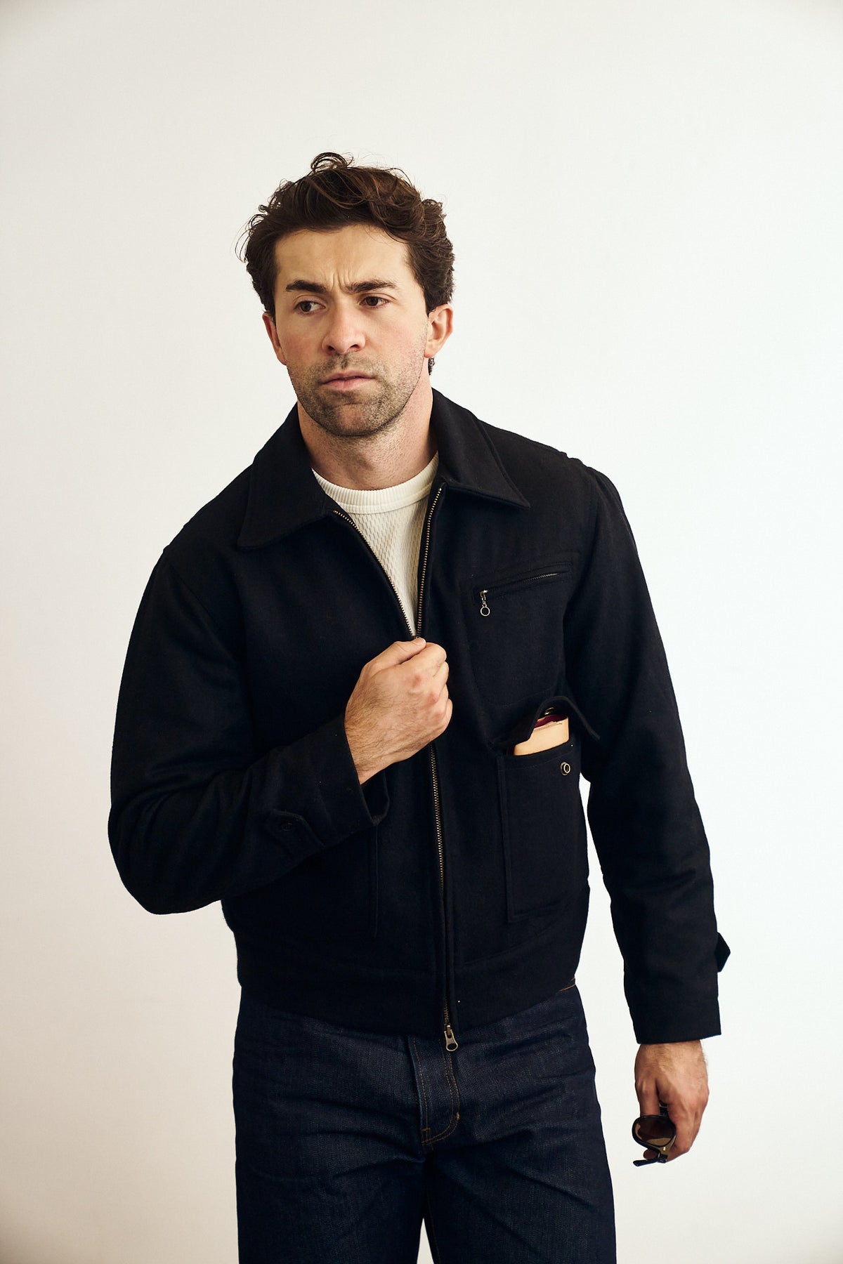 Wool Crew Jacket - Black - Patina