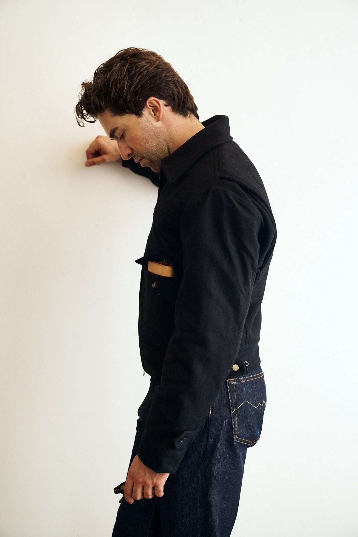 Wool Crew Jacket - Black - Patina