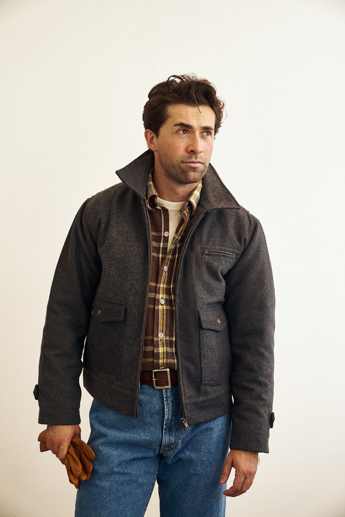 Woll-Crew-Jacke - Grau