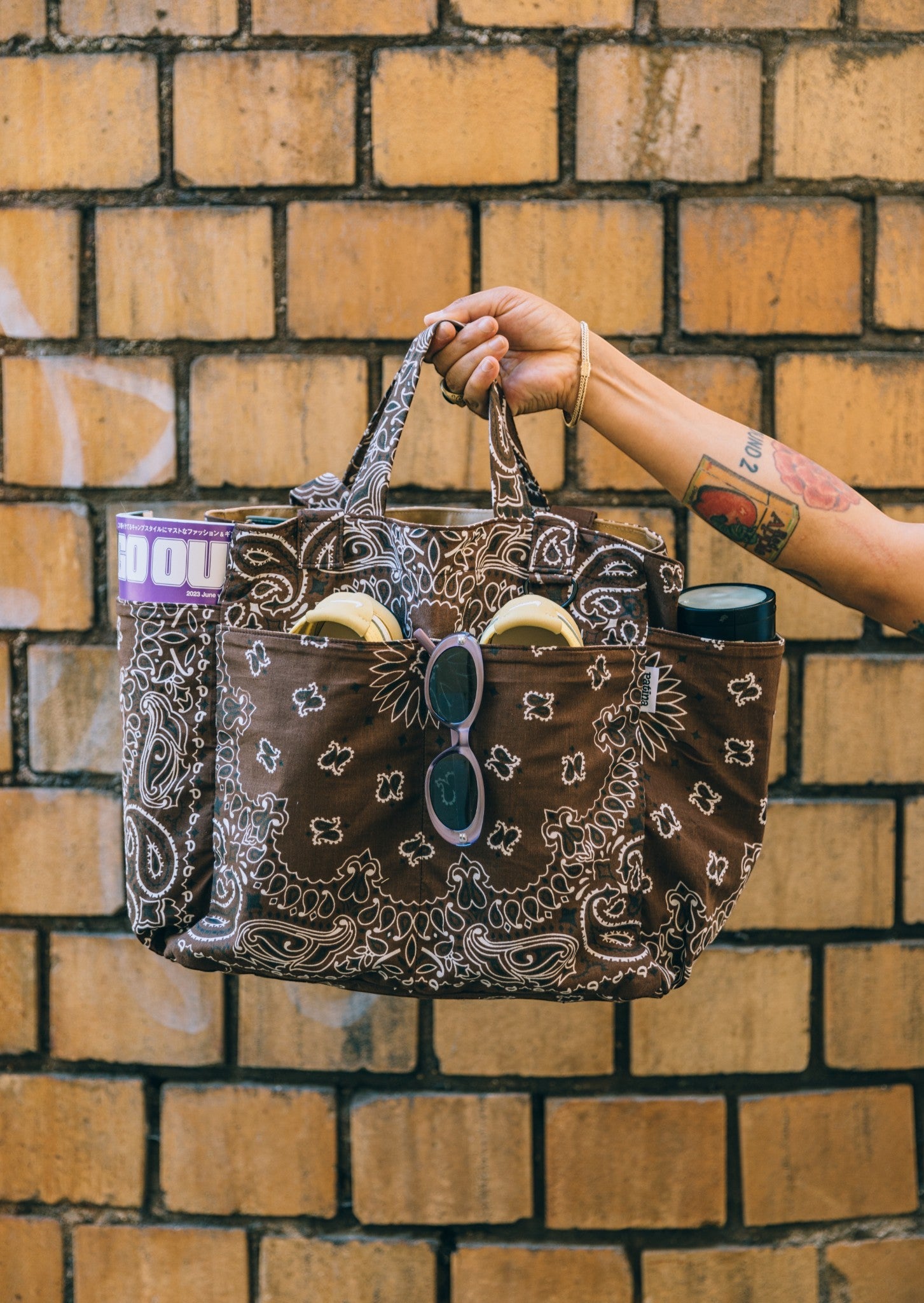 Bandana Tote Bag - Brown