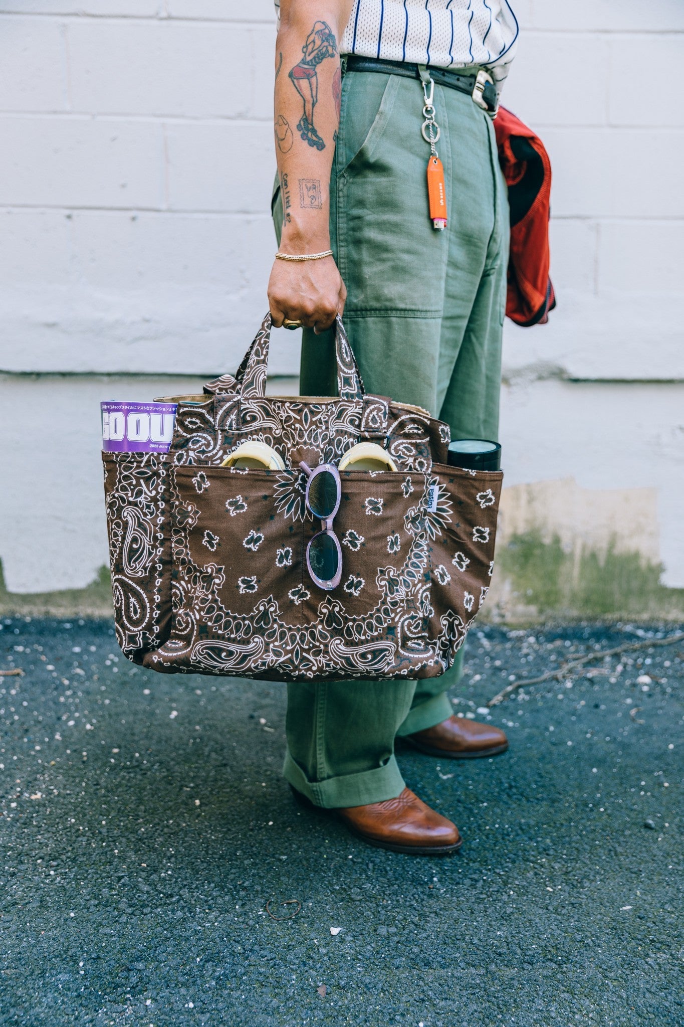 Bandana Tote Bag - Brown