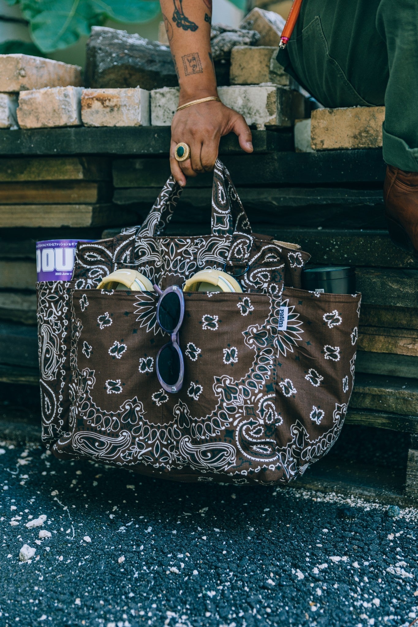 Bandana Tote Bag - Brown